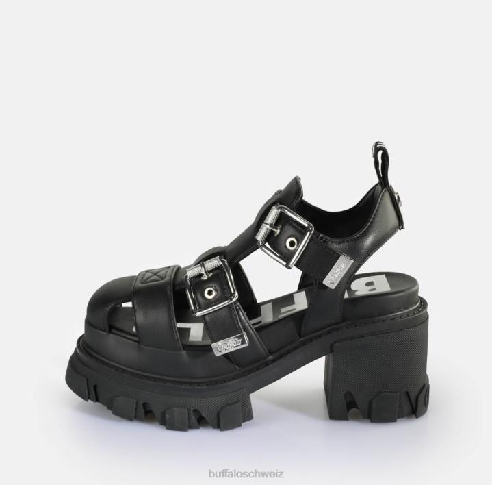 Buffalo Riot Trawl-Sandalen mit Absatz, vegan 846Z84 Schwarz|Sandalen