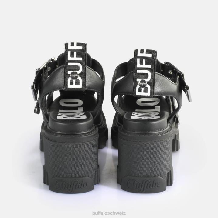 Buffalo Riot Trawl-Sandalen mit Absatz, vegan 846Z84 Schwarz|Sandalen