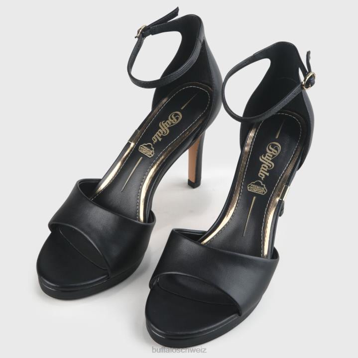 Buffalo Ronja Sandale mit Absatz aus Imi-Nappa 846Z170 Schwarz|Sandalen