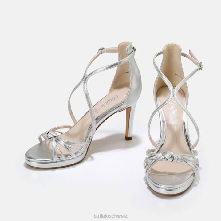 Buffalo Serena Bow High Heel Sandale vegan 846Z286 Silber|Sandalen