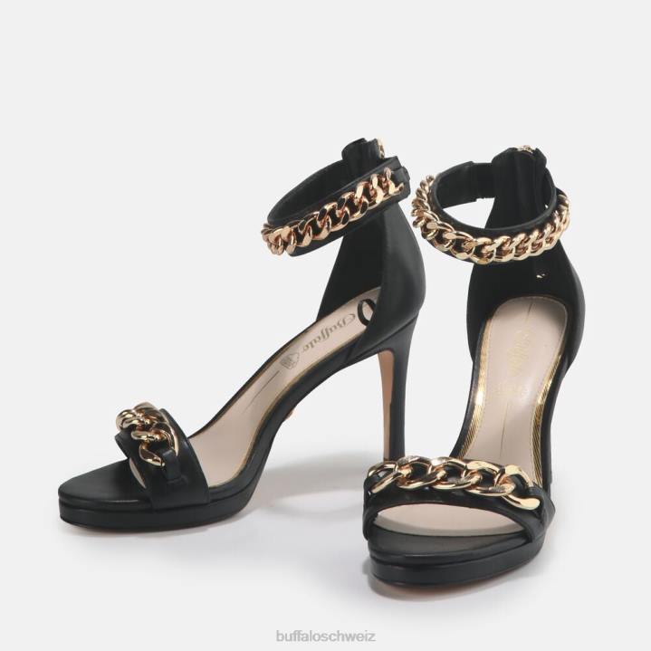 Buffalo Serena Chain High-Heel-Sandale vegan 846Z308 Schwarz|Sandalen