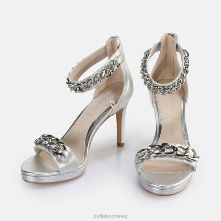 Buffalo Serena Sandale mit Kettenabsatz, vegan 846Z307 Silber|Sandalen