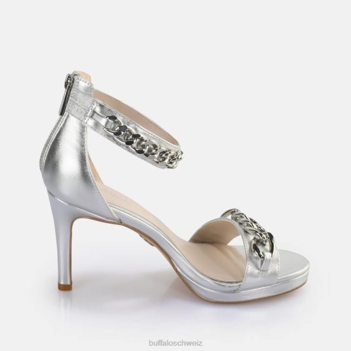 Buffalo Serena Sandale mit Kettenabsatz, vegan 846Z307 Silber|Sandalen