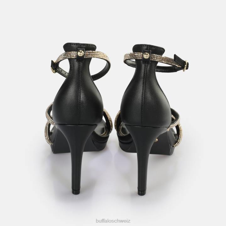 Buffalo Serena Shine Sandale mit Absatz, vegan 846Z624 schwarzes Gold|Sandalen
