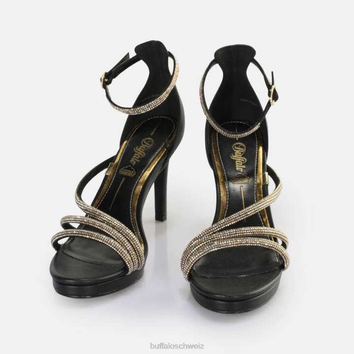 Buffalo Serena Shine Sandale mit Absatz, vegan 846Z624 schwarzes Gold|Sandalen