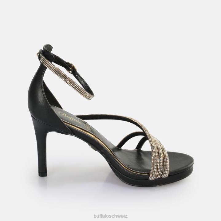 Buffalo Serena Shine Sandale mit Absatz, vegan 846Z624 schwarzes Gold|Sandalen