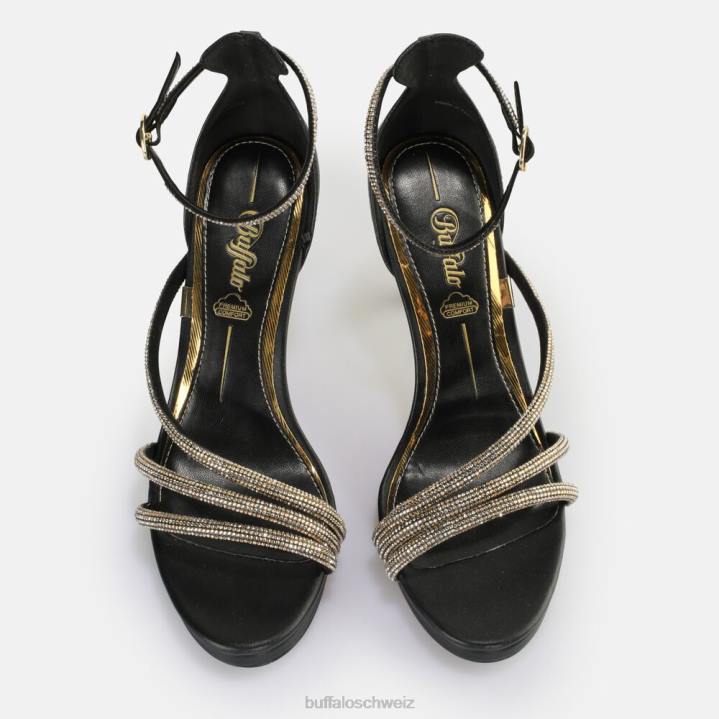 Buffalo Serena Shine Sandale mit Absatz, vegan 846Z624 schwarzes Gold|Sandalen