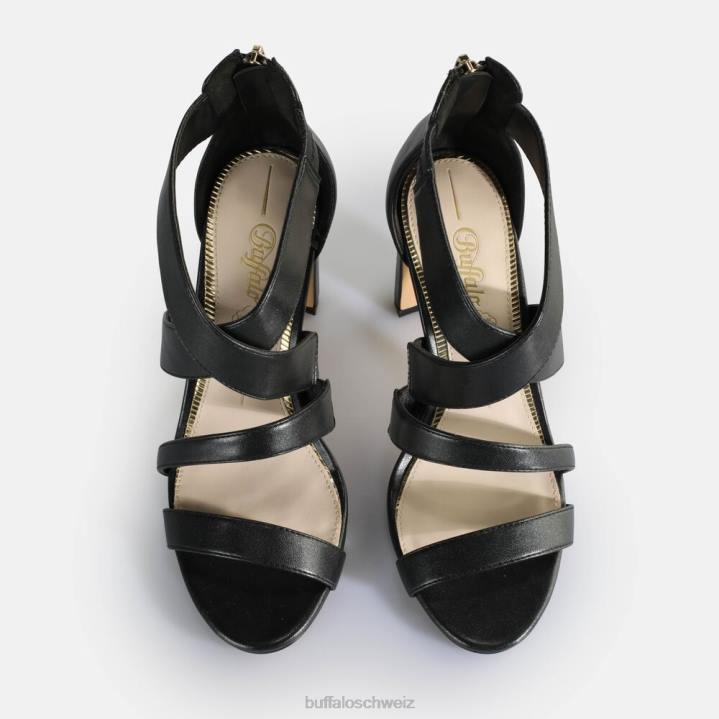 Buffalo Vegane Jeans-Flow-Sandalen mit Absatz 846Z192 Schwarz|Sandalen