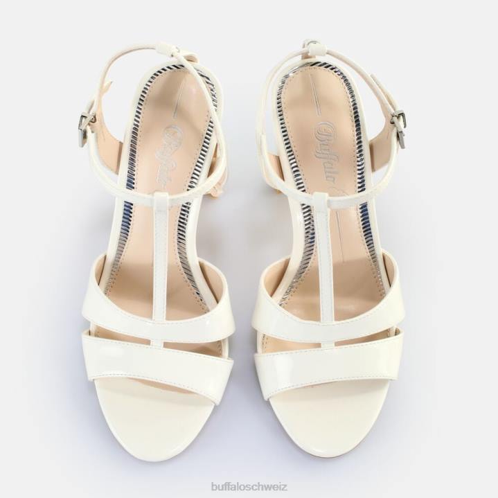 Buffalo Vegane Jeans-Sandalen mit Käfigabsatz 846Z528 Weiss|Sandalen