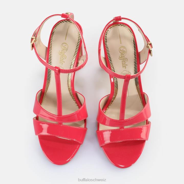 Buffalo Vegane Jeans-Sandalen mit Käfigabsatz 846Z529 dunkelpink|Sandalen