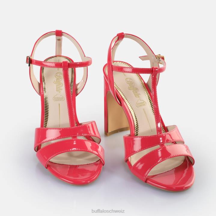 Buffalo Vegane Jeans-Sandalen mit Käfigabsatz 846Z529 dunkelpink|Sandalen