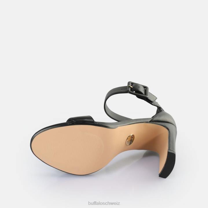 Buffalo Vegane Jeans-Sandalen mit Knöchelabsatz 846Z413 Schwarz|Sandalen