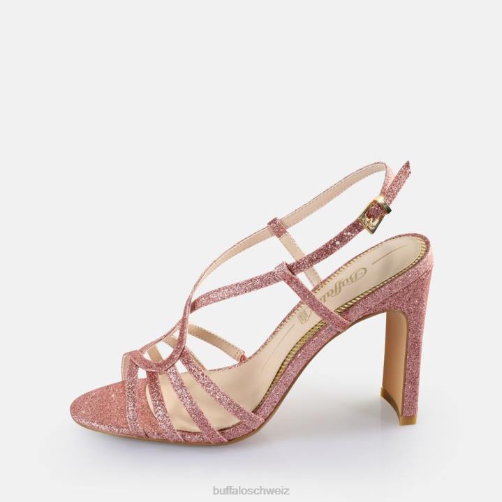 Buffalo Vegane Jeans-Vamp-Sandalen mit Absatz 846Z604 dunkelpink|Sandalen