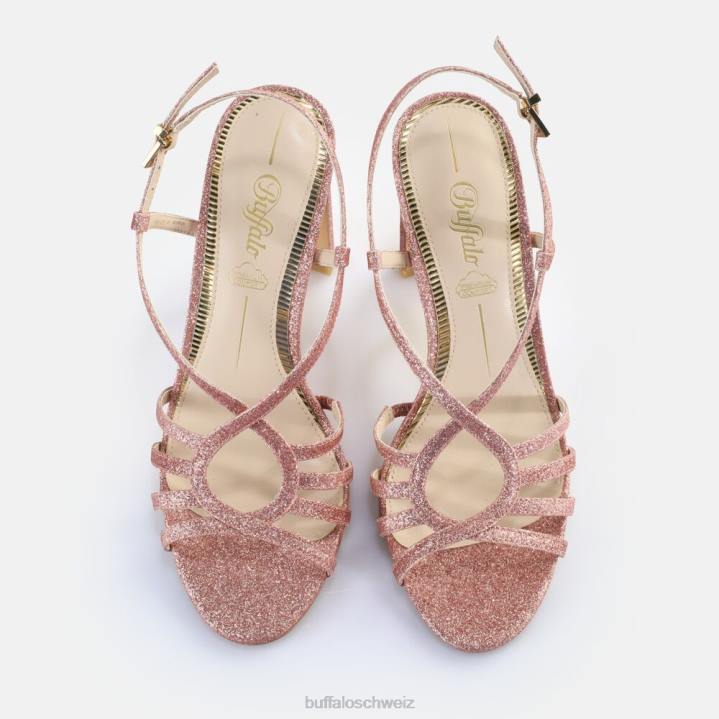 Buffalo Vegane Jeans-Vamp-Sandalen mit Absatz 846Z604 dunkelpink|Sandalen