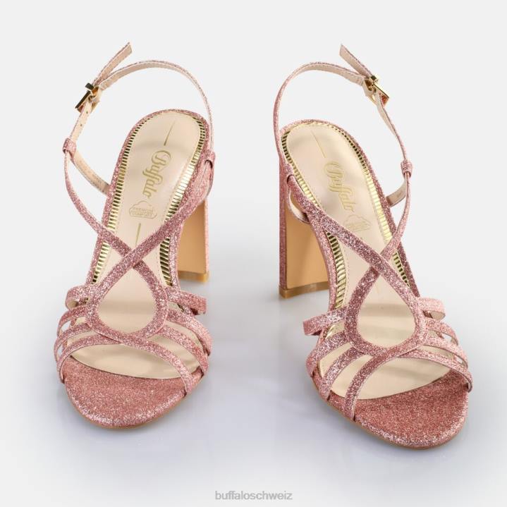 Buffalo Vegane Jeans-Vamp-Sandalen mit Absatz 846Z604 dunkelpink|Sandalen