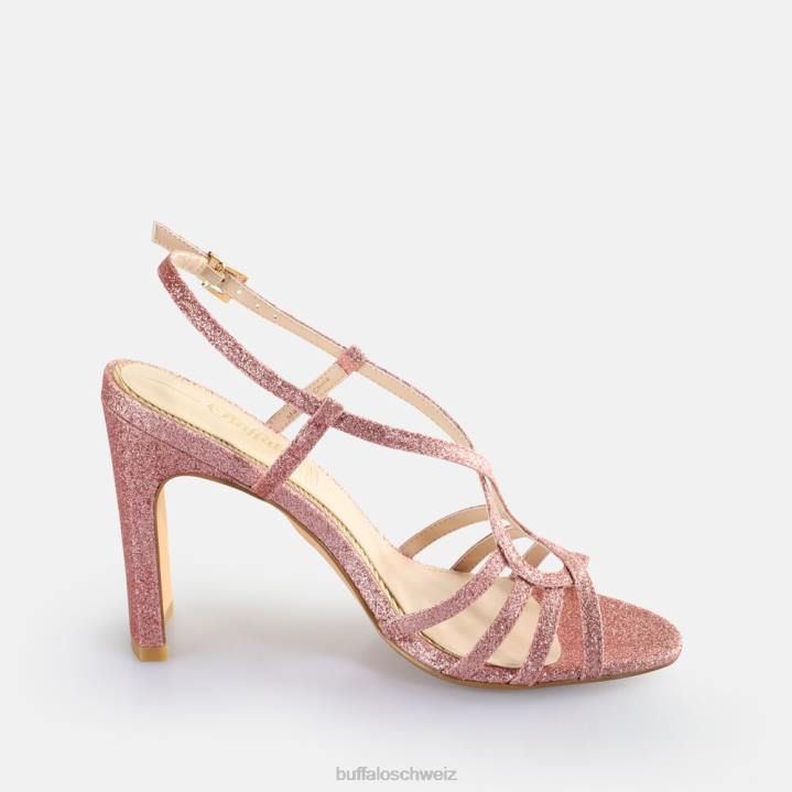 Buffalo Vegane Jeans-Vamp-Sandalen mit Absatz 846Z604 dunkelpink|Sandalen