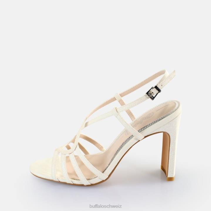 Buffalo Vegane Jeans-Vamp-Sandalen mit Absatz 846Z605 Weiss|Sandalen
