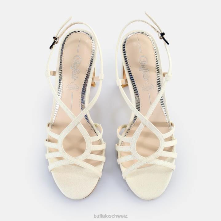 Buffalo Vegane Jeans-Vamp-Sandalen mit Absatz 846Z605 Weiss|Sandalen