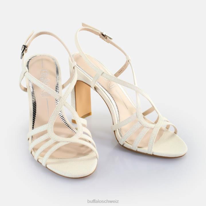 Buffalo Vegane Jeans-Vamp-Sandalen mit Absatz 846Z605 Weiss|Sandalen