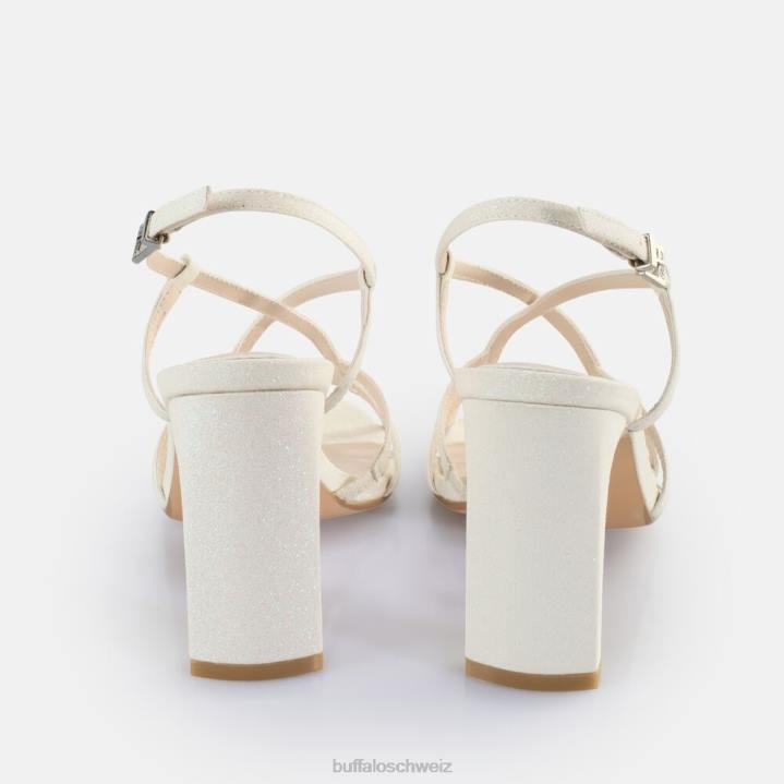 Buffalo Vegane Jeans-Vamp-Sandalen mit Absatz 846Z605 Weiss|Sandalen