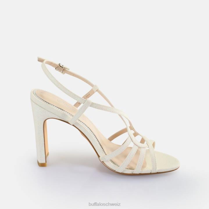 Buffalo Vegane Jeans-Vamp-Sandalen mit Absatz 846Z605 Weiss|Sandalen