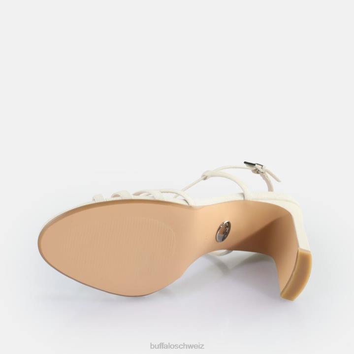 Buffalo Vegane Jeans-Vamp-Sandalen mit Absatz 846Z605 Weiss|Sandalen