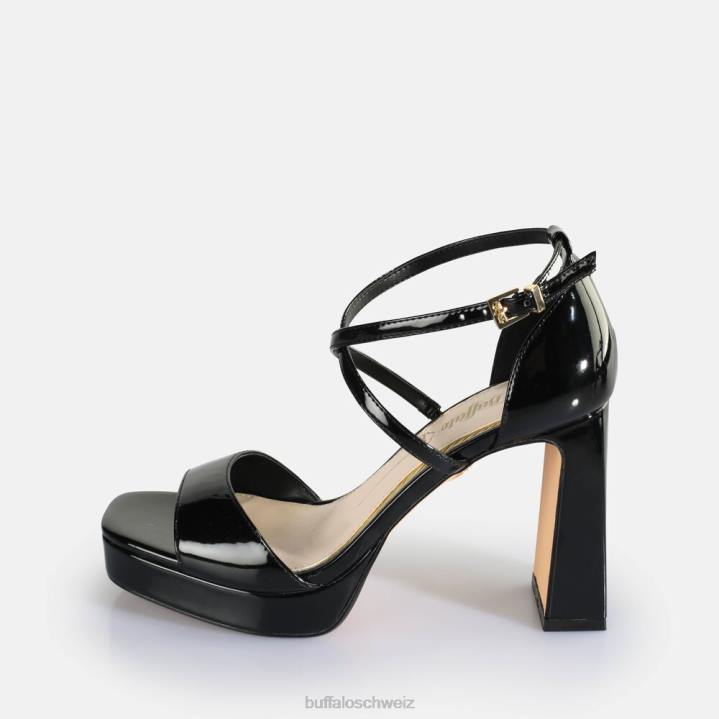 Buffalo Vegane Sandaletten mit Kirsche und ordentlichem Absatz 846Z443 Schwarz|Sandalen