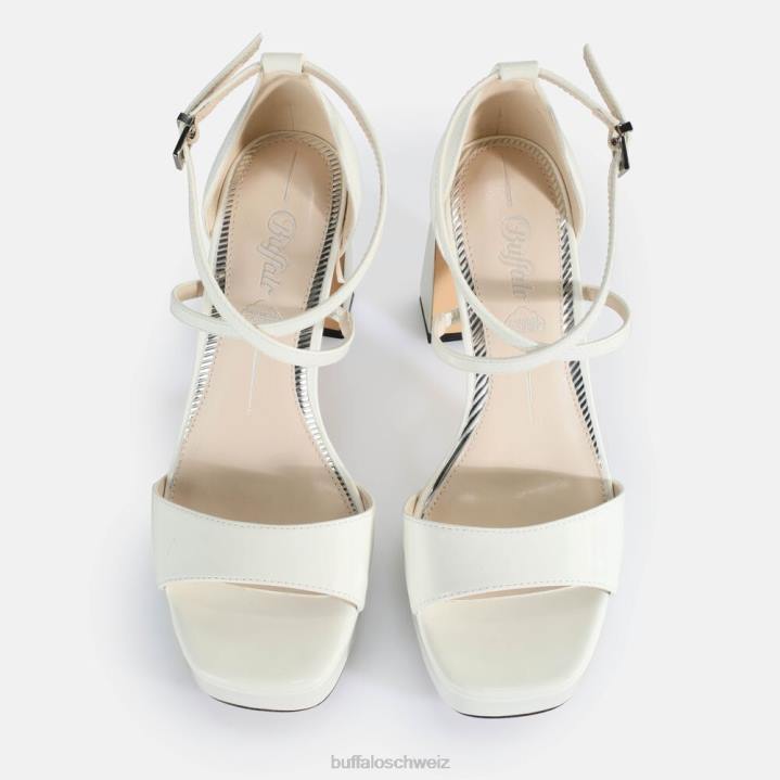 Buffalo Vegane Sandaletten mit Kirsche und ordentlichem Absatz 846Z444 Weiss|Sandalen