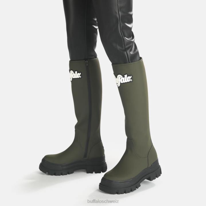 Buffalo Aspha Rain Hi Boot flach vegan 846Z232 khaki|Stiefel