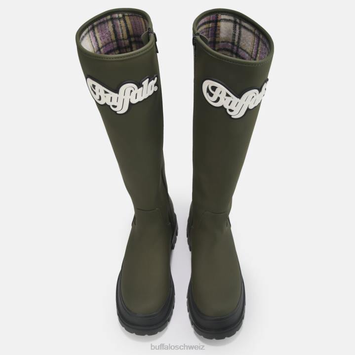 Buffalo Aspha Rain Hi Boot flach vegan 846Z232 khaki|Stiefel