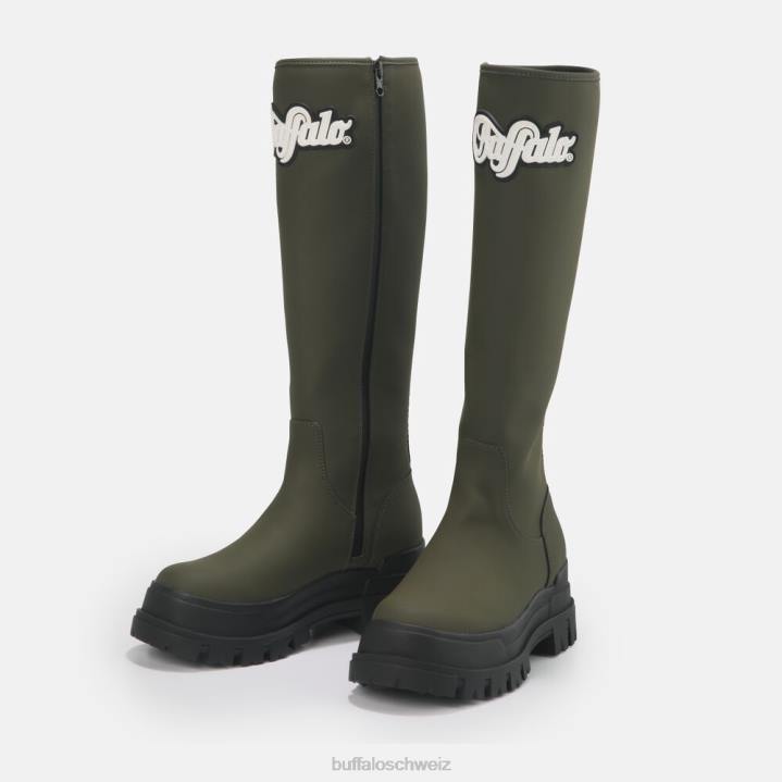 Buffalo Aspha Rain Hi Boot flach vegan 846Z232 khaki|Stiefel