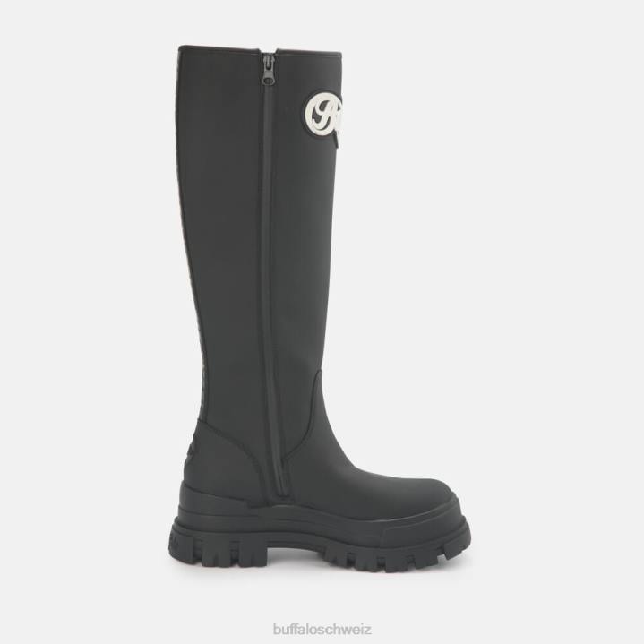Buffalo Aspha Rain Hi Boot flach vegan 846Z233 Schwarz|Stiefel