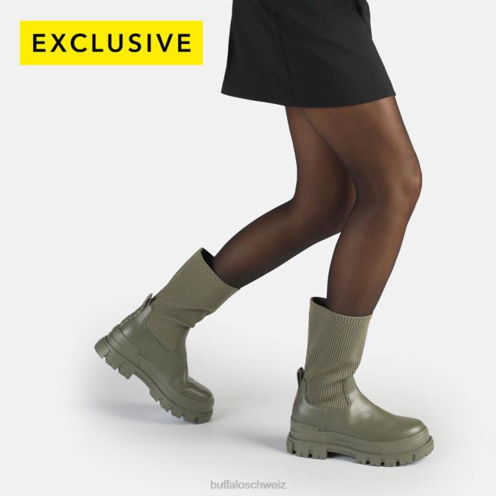 Buffalo Aspha Sock Boot Kurzstiefel vegan 846Z652 Olive|Stiefel
