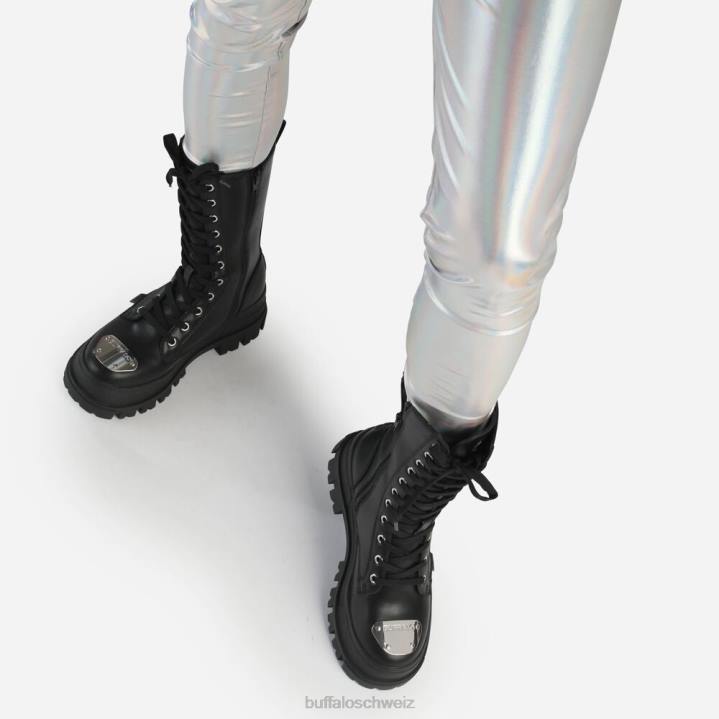 Buffalo Aspha Steel Laceup Hi Boot vegan 846Z629 Schwarz|Stiefel