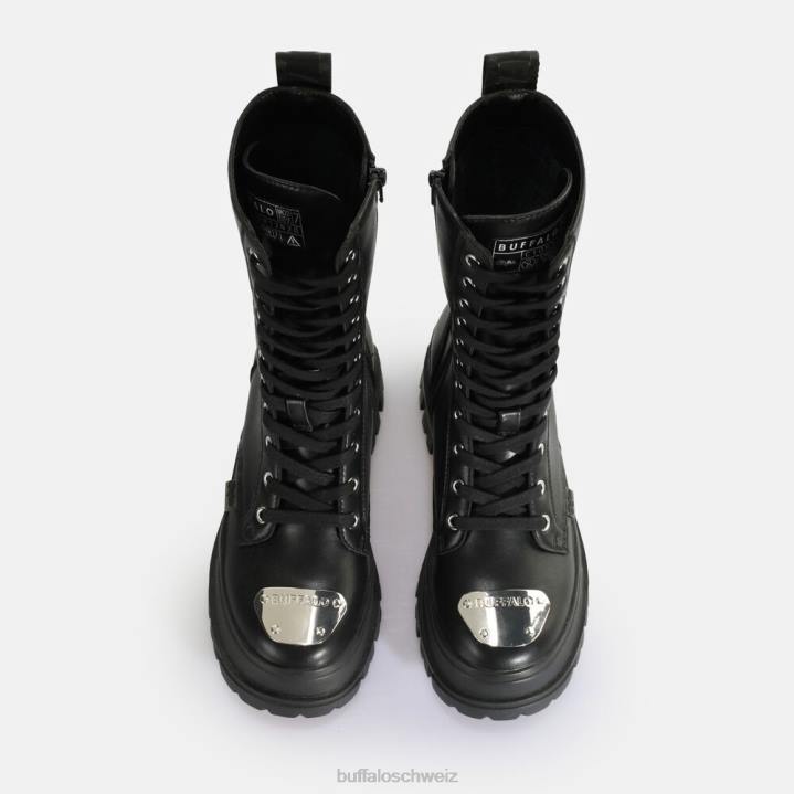 Buffalo Aspha Steel Laceup Hi Boot vegan 846Z629 Schwarz|Stiefel