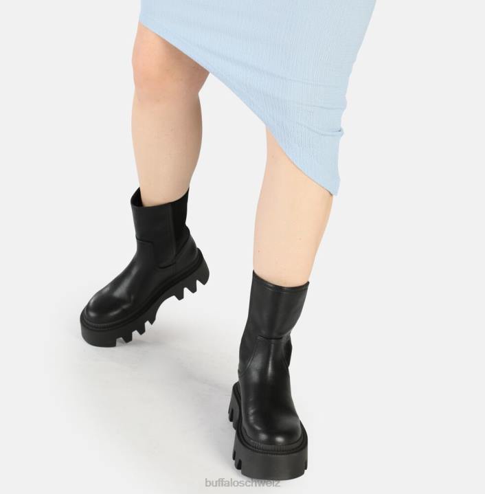 Buffalo Flora Chelsea Hi Boot vegan 846Z636 Schwarz|Stiefel