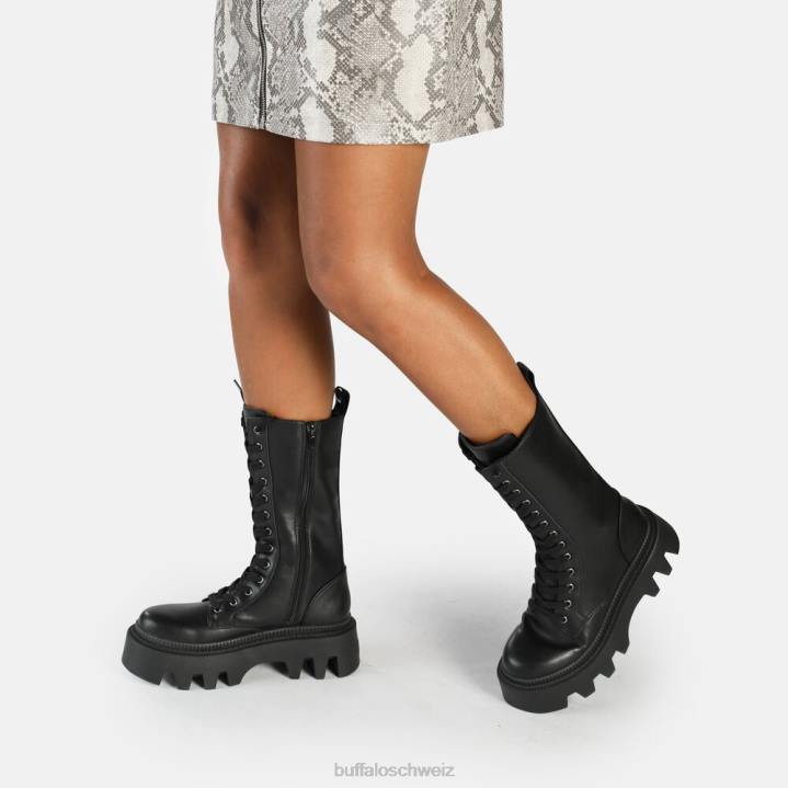 Buffalo Flora Schnür-Hi-Stiefel vegan 846Z649 Schwarz|Stiefel