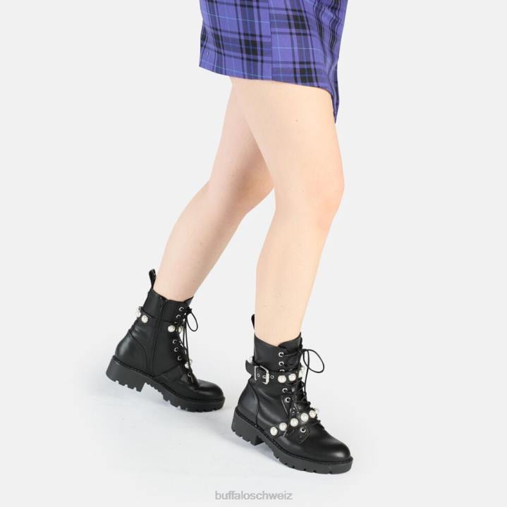 Buffalo Wave Pearl Laceup Mid Boot vegan 846Z484 Schwarz|Stiefel