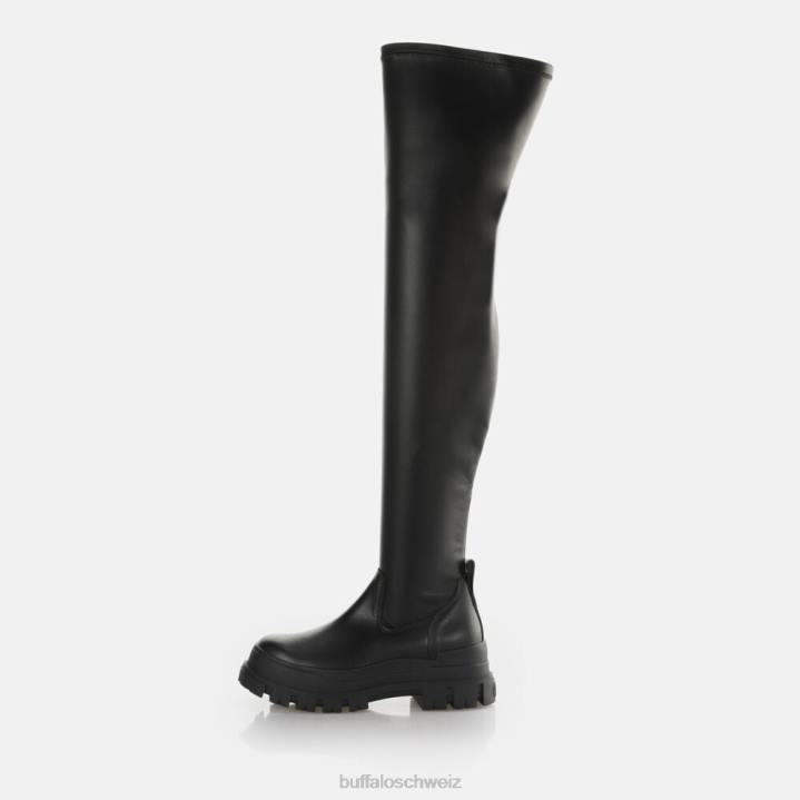 Buffalo Aspha Stretch Overknee-Stiefelette vegan 846Z474 Schwarz|Stiefel