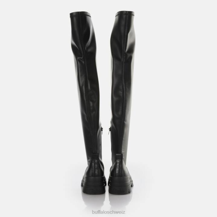 Buffalo Aspha Stretch Overknee-Stiefelette vegan 846Z474 Schwarz|Stiefel