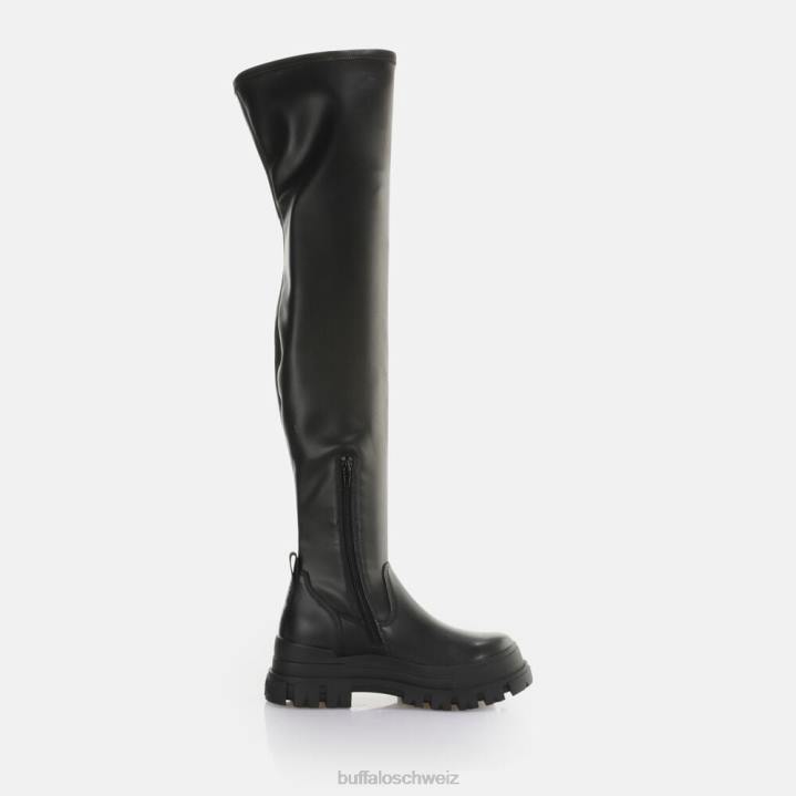 Buffalo Aspha Stretch Overknee-Stiefelette vegan 846Z474 Schwarz|Stiefel