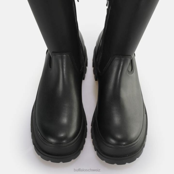 Buffalo Aspha Stretch Overknee-Stiefelette vegan 846Z474 Schwarz|Stiefel