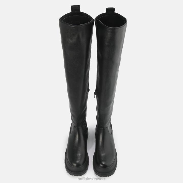 Buffalo Aspha über Stiefel flach vegan 846Z369 Schwarz|Stiefel