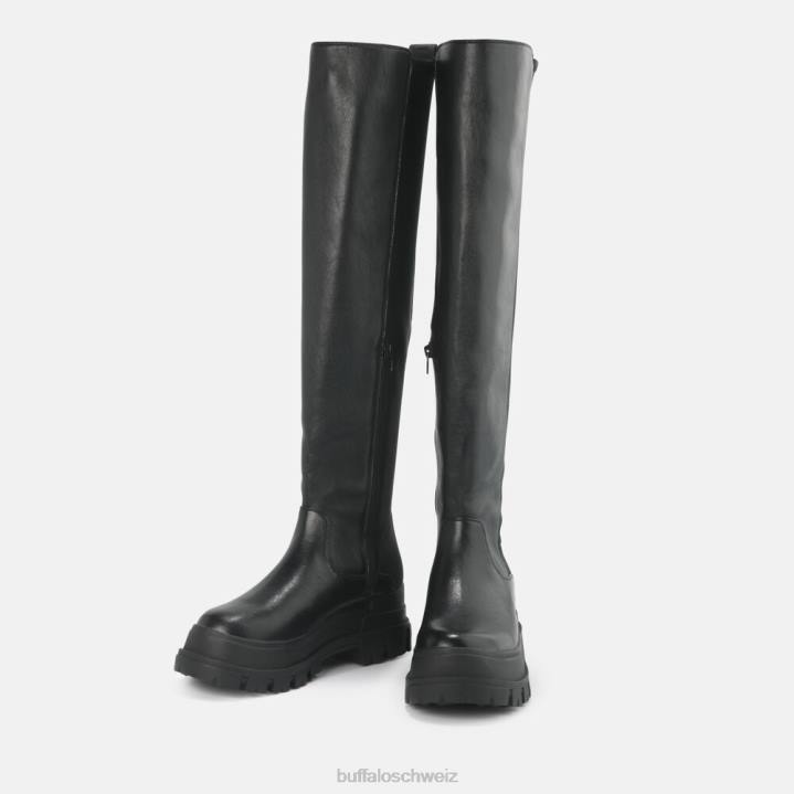 Buffalo Aspha über Stiefel flach vegan 846Z369 Schwarz|Stiefel