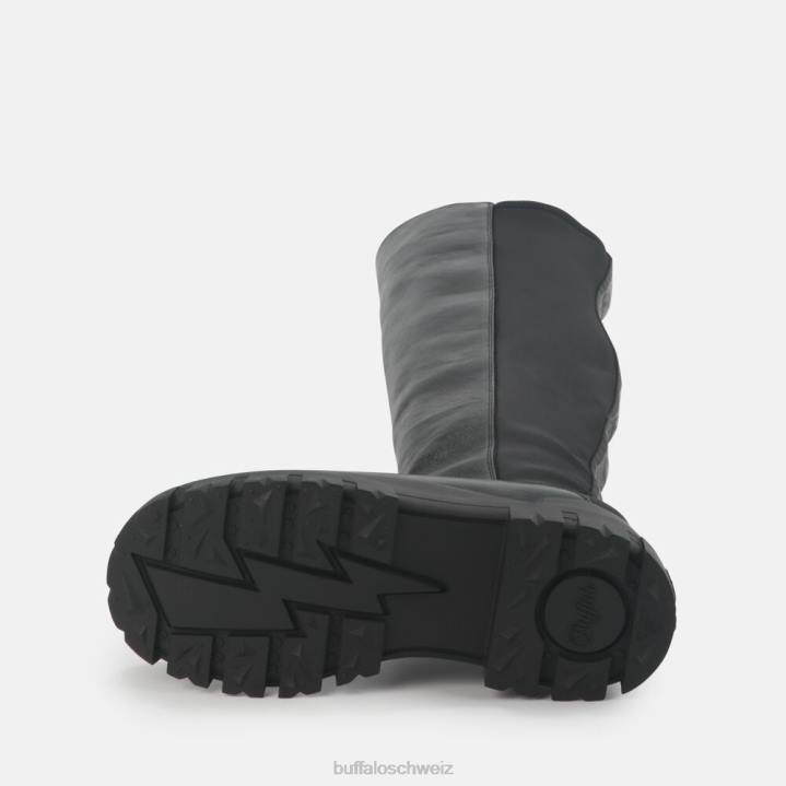 Buffalo Aspha über Stiefel flach vegan 846Z369 Schwarz|Stiefel