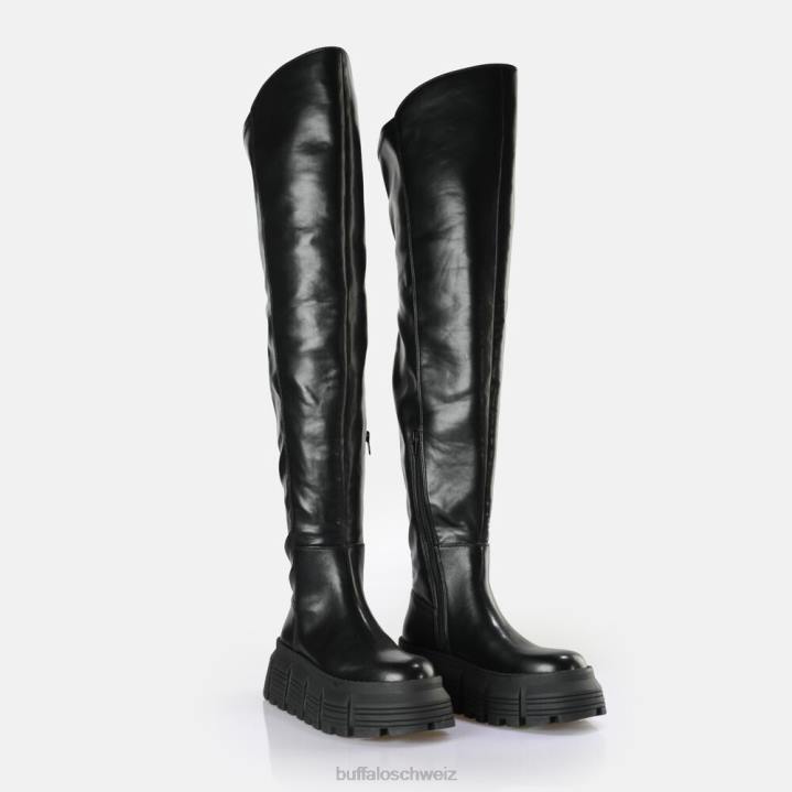 Buffalo Ava Overknee-Stiefel vegan 846Z737 Schwarz|Stiefel