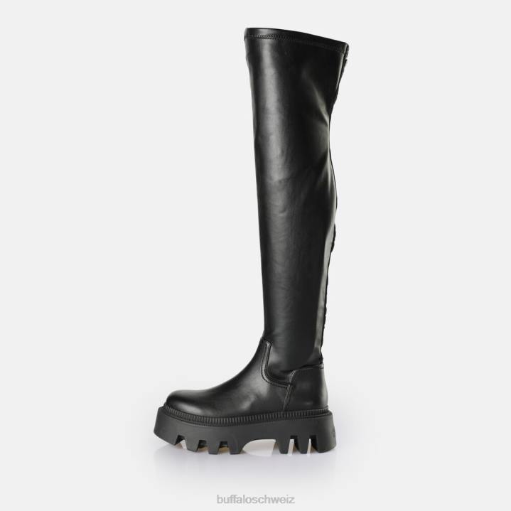 Buffalo Flora Overknee-Stiefel vegan 846Z633 Schwarz|Stiefel