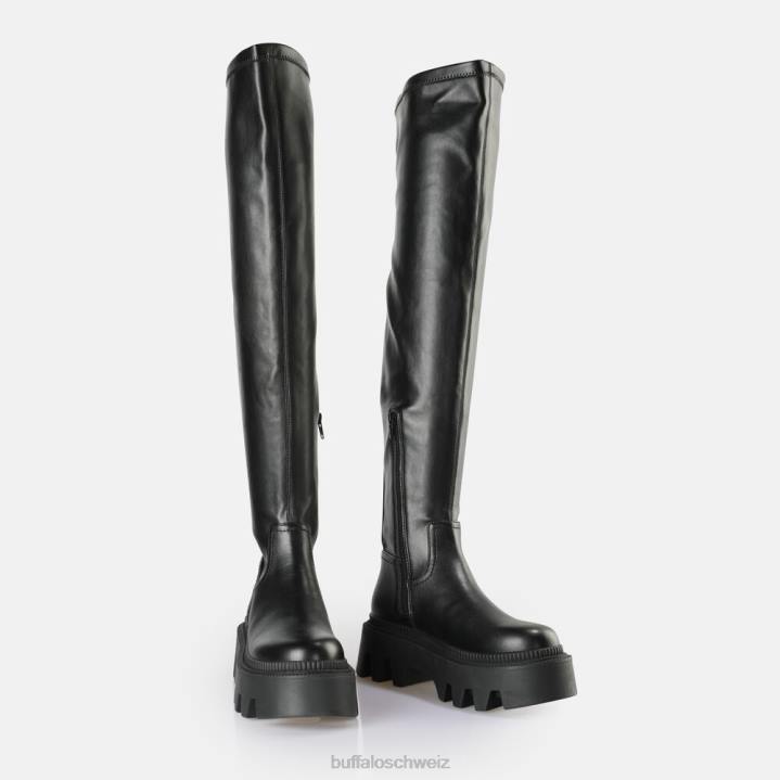 Buffalo Flora Overknee-Stiefel vegan 846Z633 Schwarz|Stiefel