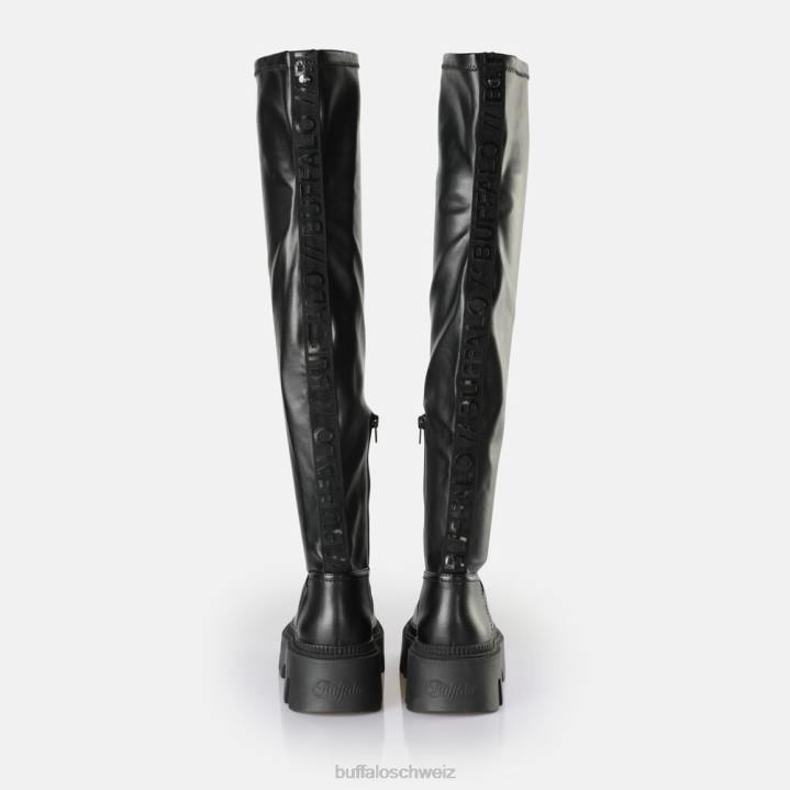 Buffalo Flora Overknee-Stiefel vegan 846Z633 Schwarz|Stiefel