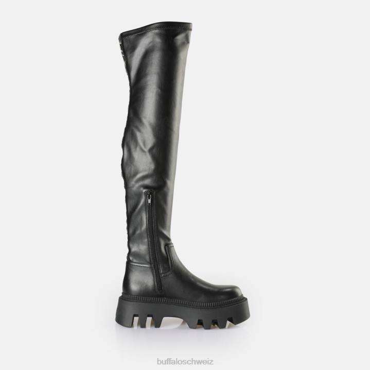 Buffalo Flora Overknee-Stiefel vegan 846Z633 Schwarz|Stiefel